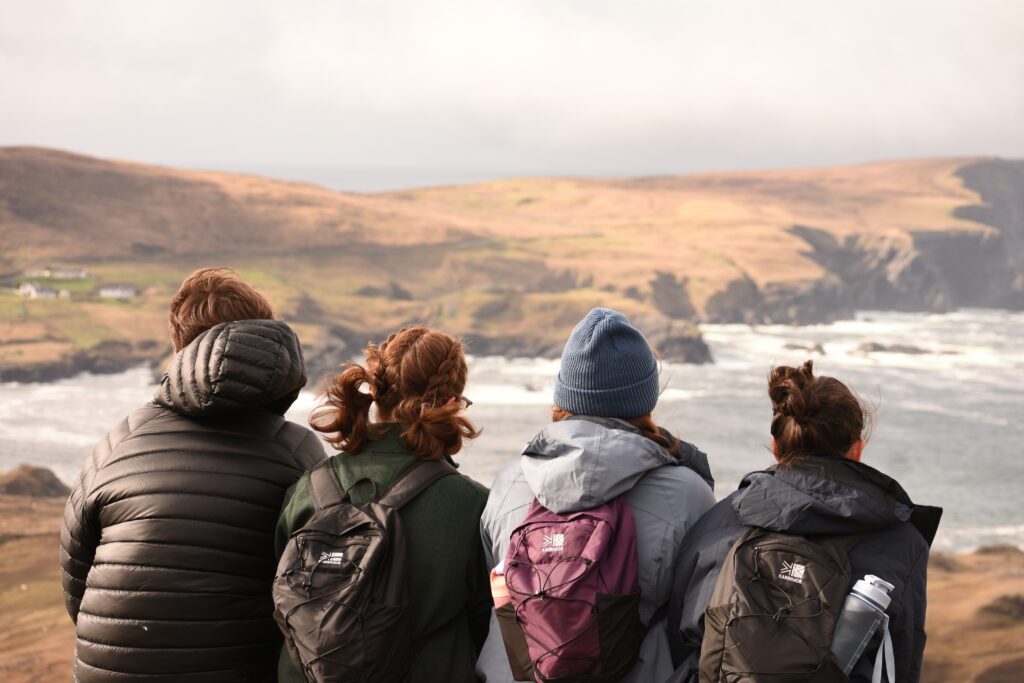 Friends on a hike at Glen Head Donegal