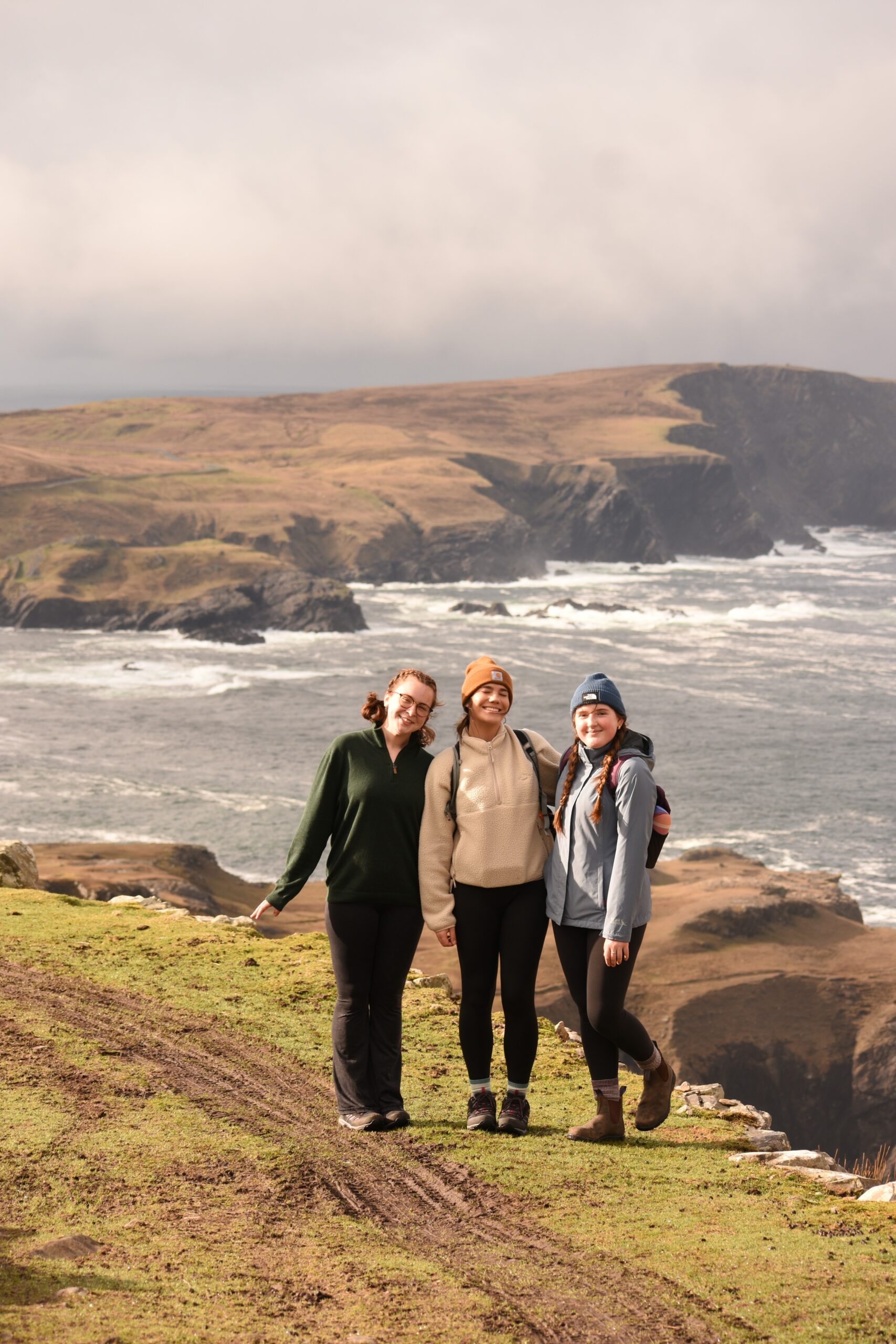 Three girls on a hike in Donegal, Ireland